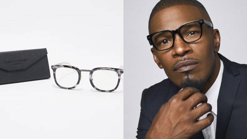 Left: eyeglasses on white background, right: Jamie Foxx