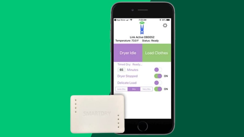 Close up of a phone with a SmartDry app.