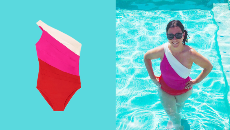 The Summersalt Sidestroke in pink, red, and white