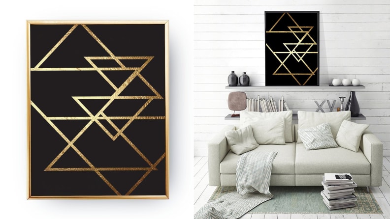 Lovely Decor Geometric Gold Print