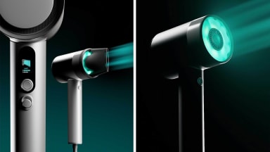 Collage featuring the L'Oréal AirLight Pro hair dryer