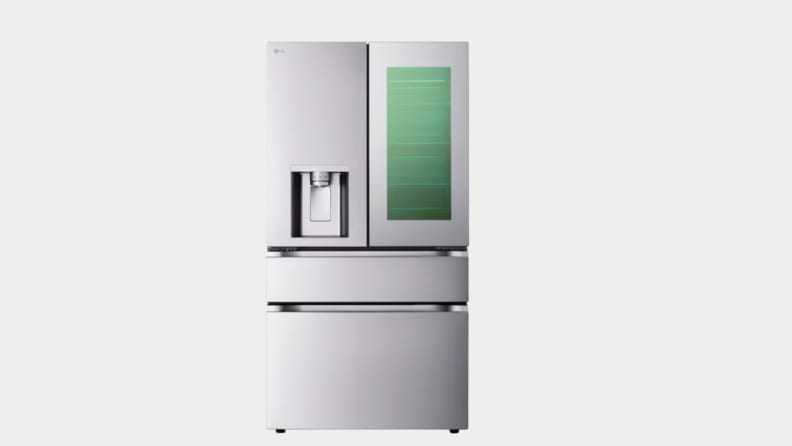 A refrigerator with a green screen