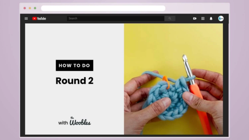 A screenshot of a Woobles crochet tutorial video