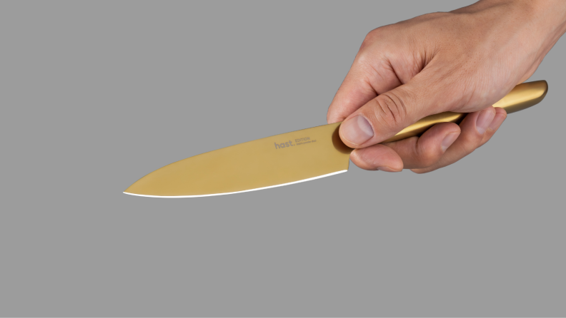 The chef's knife's blade is on the narrow side compared to other knives we've tested.