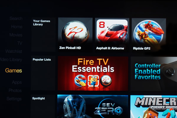 The Fire TV doubles as a gaming console.