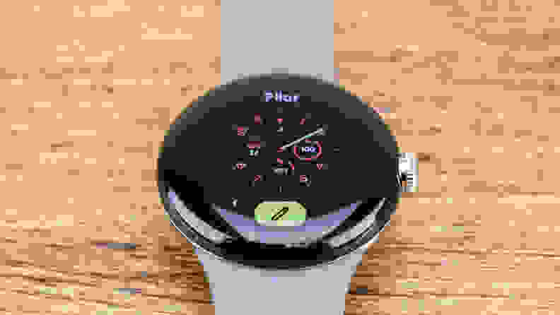 A Google Pixel Watch's customization pane is open, waiting for input.