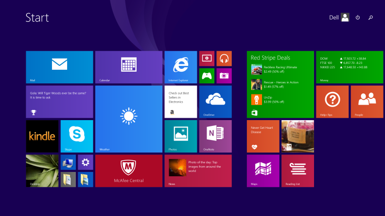 The tiles of Windows 8.1 benefit from the use of a touchscreen.
