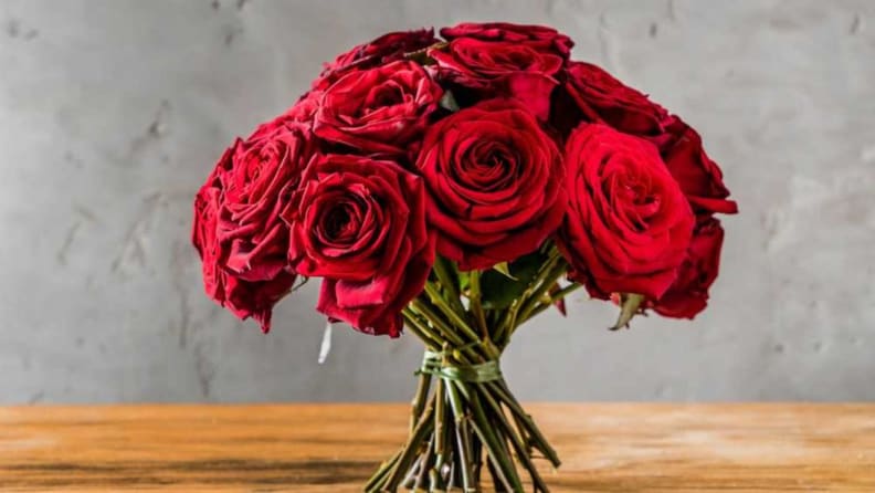 A bouquet of red roses.