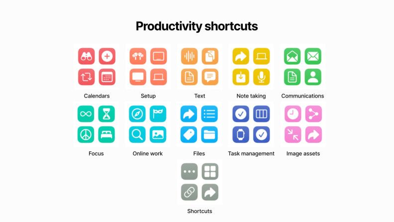 A series of shortcut folders organized with productivity in mind.