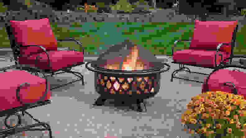 A photo of a fire pit outside.