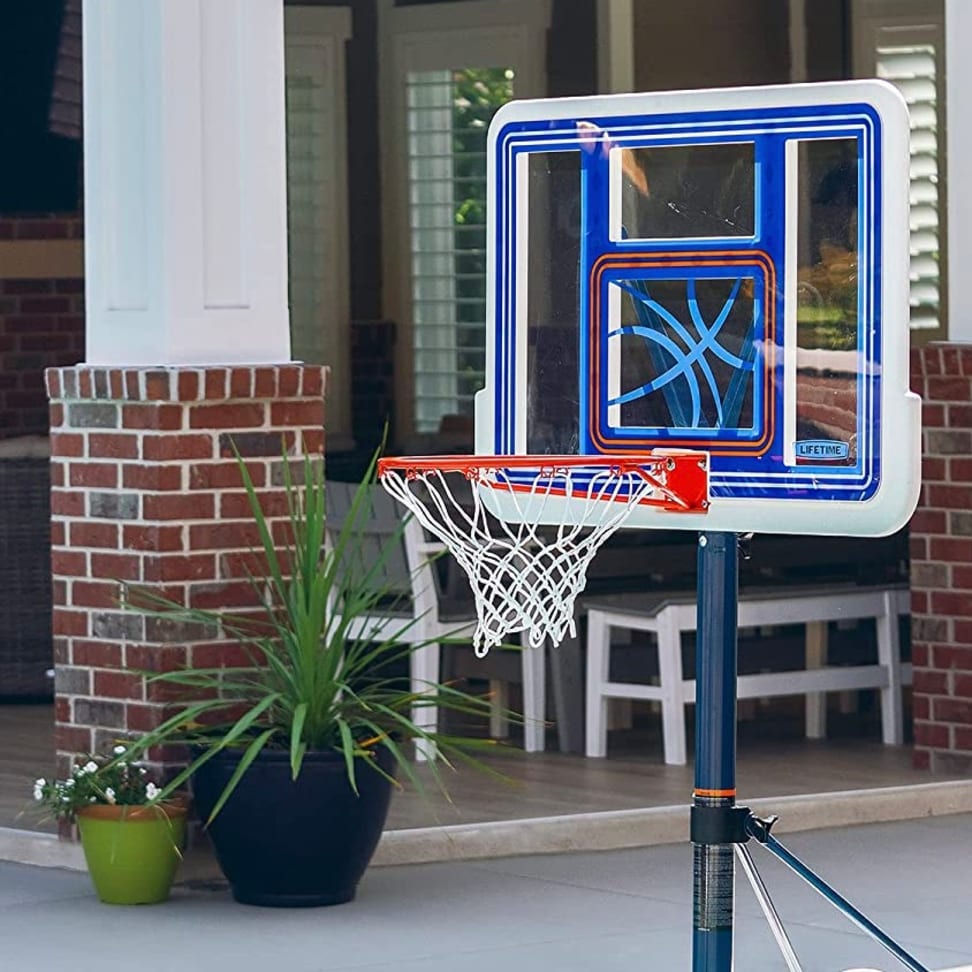 BELUPAI Poolside Basketball Hoop Backboard Stand Pool Toy Mini Hoop Basketball System with Adjustable-Height Pole 