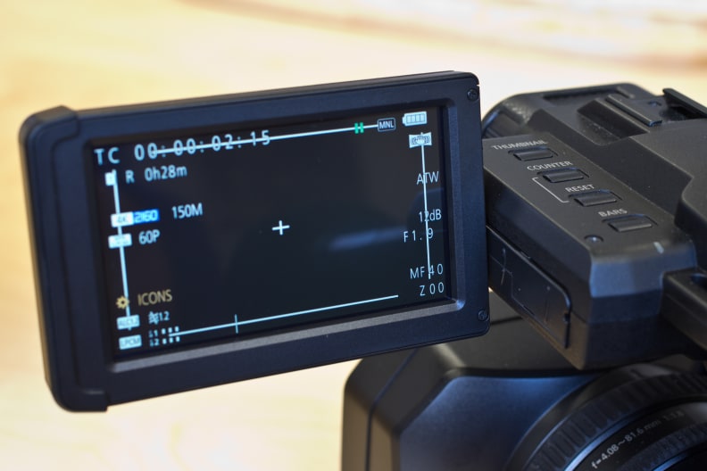 The 3.5-inch LCD display flips out from the body to show you what you're recording when shooting run-n-gun style.