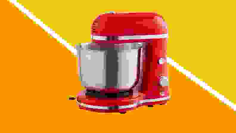 A red stand mixer.