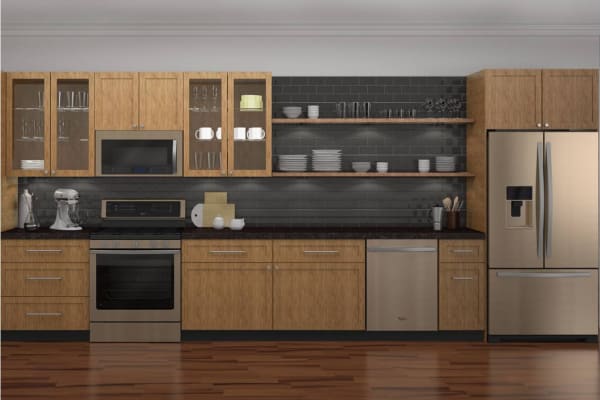Sunset Bronze in a kitchen with light wood cabinets