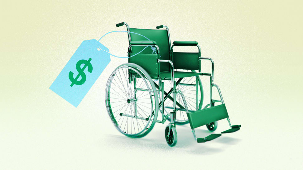 Graphic of a wheelchair with a dollar sign tag.