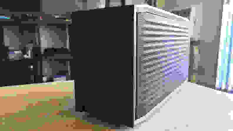 A desktop PC from an angled side view