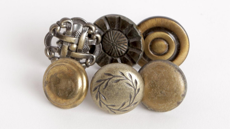 Six different unique brass knobs