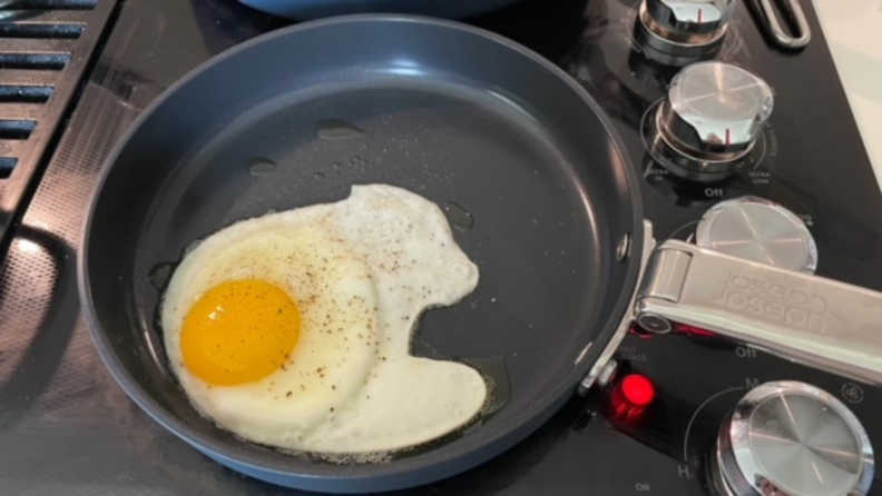 Egg frying in a Joseph Joseph skillet