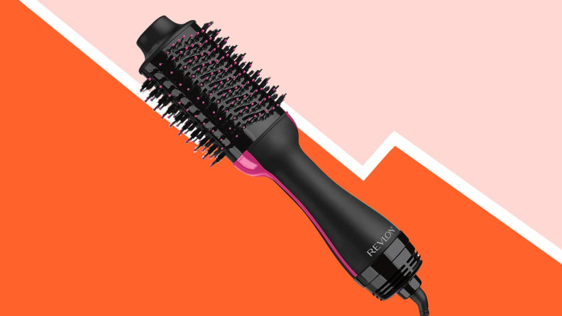 A hair brush and dryer.