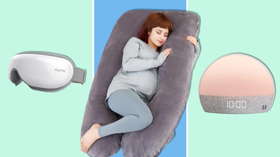 A selection of the best sleep accessories including Renpho Eyeris, Pregnancy pillow, and Hatch Restore.