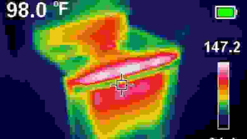 Thermal image showing the electric range's heat signatures.
