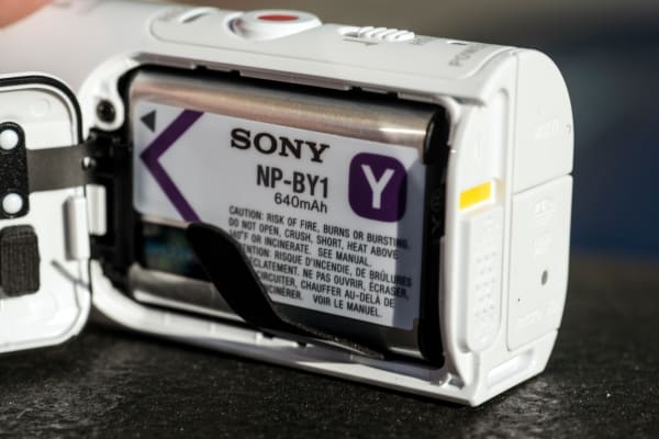 The left side of the camera houses the interchangeable battery.