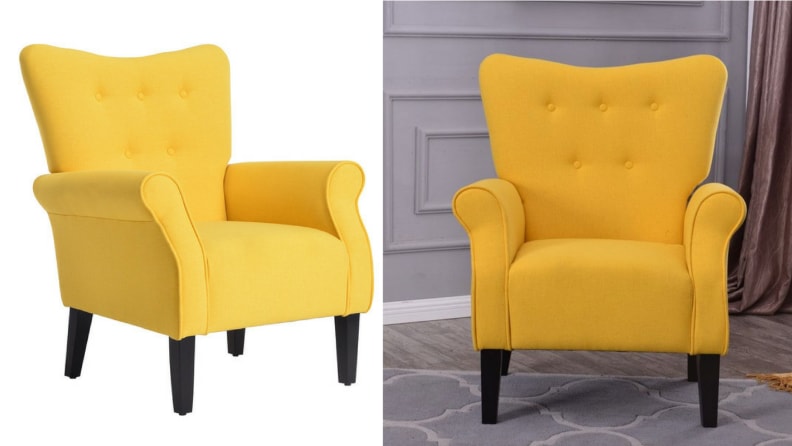 High Wingback Linen Armchair, Citrine Yellow