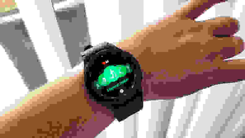 A smartwatch around a human wrist
