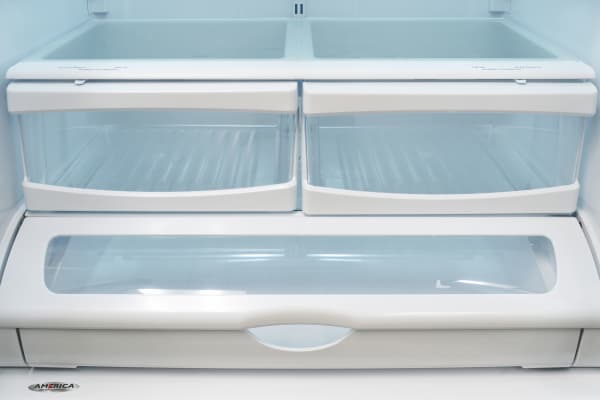 The Whirlpool WRF535SMBM's crispers are unexpectedly smooth for such an affordable fridge, and highly effective, too.