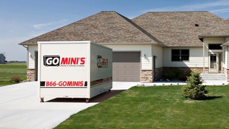 A portable container box parked on the driveway