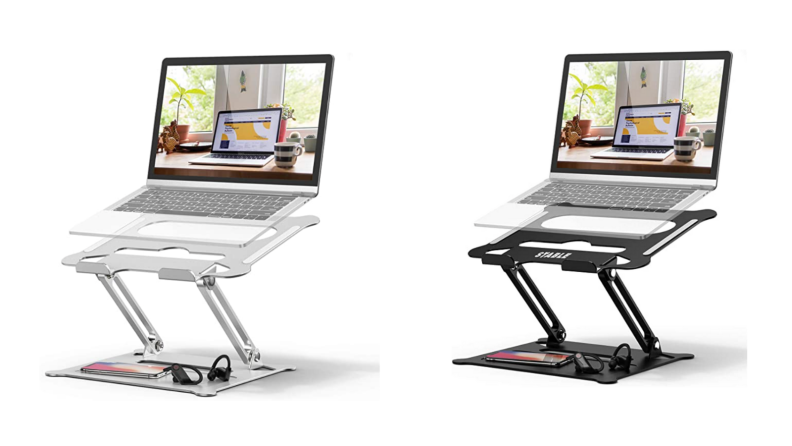 Laptop on a metal stand