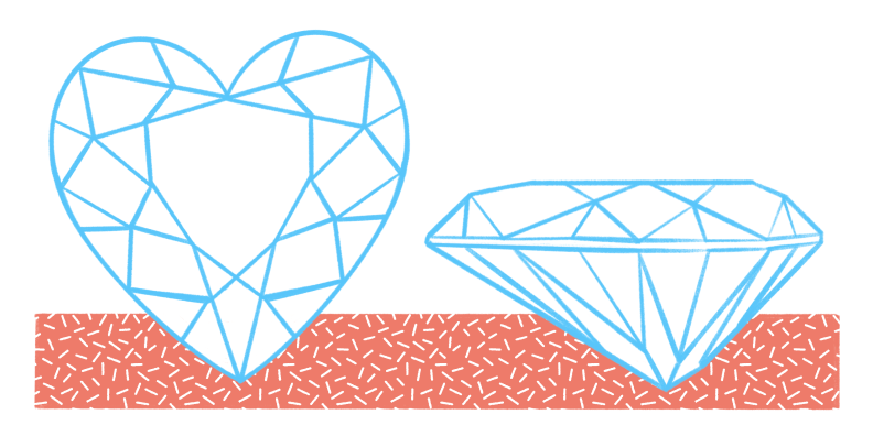 A drawing of a heart diamond