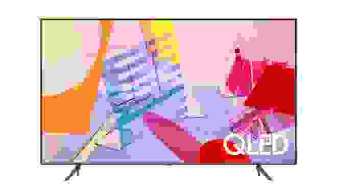 Flatscreen TV with colorful background