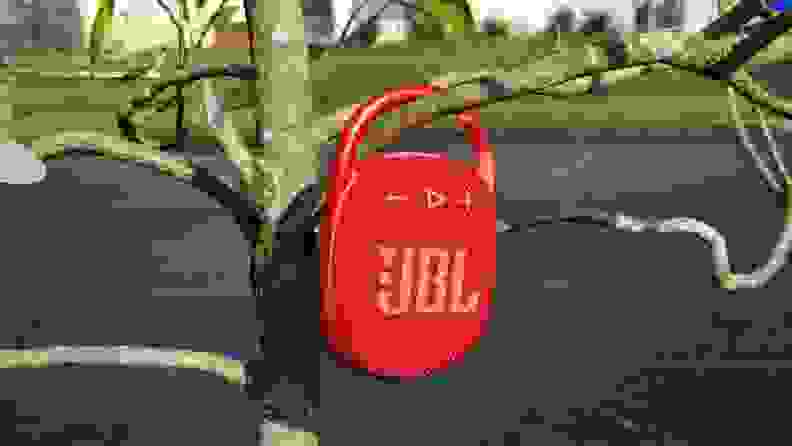 JBL Clip 4 hanging from tree