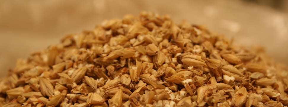 A pile of milled malted barley.