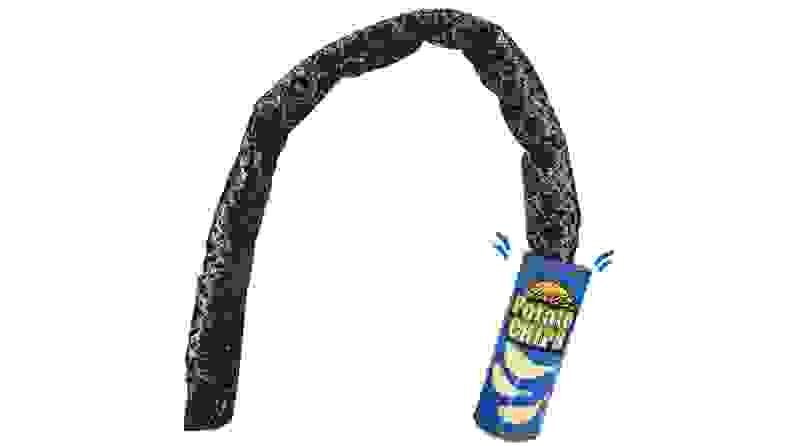 A can of potato chips with a fake snake jumping out