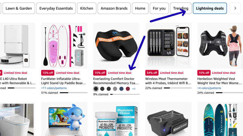 A screenshot of an Amazon shopping page showing Limited time deals