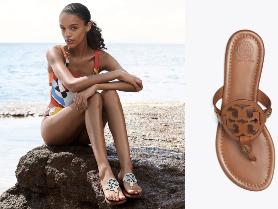 Descubrir 81+ imagen tory burch brown leather flip flops