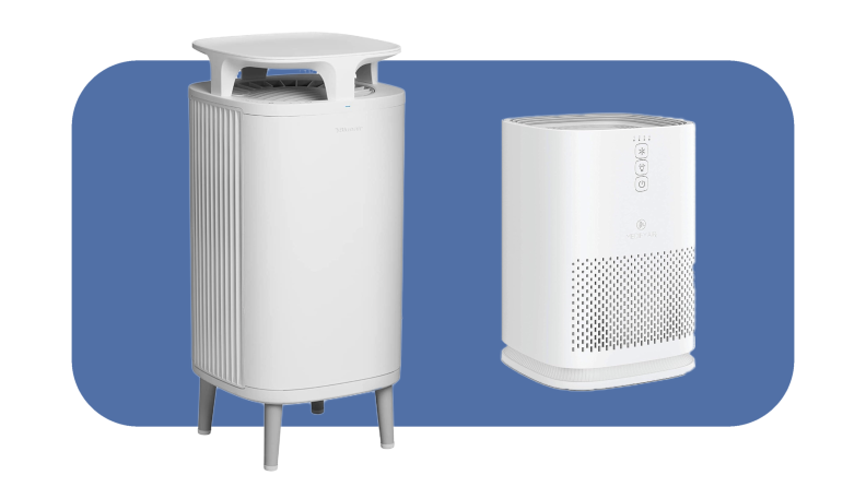 Product shots of the Blueair DustMagnet 5410i and the Medify Air MA-14 air purifiers.