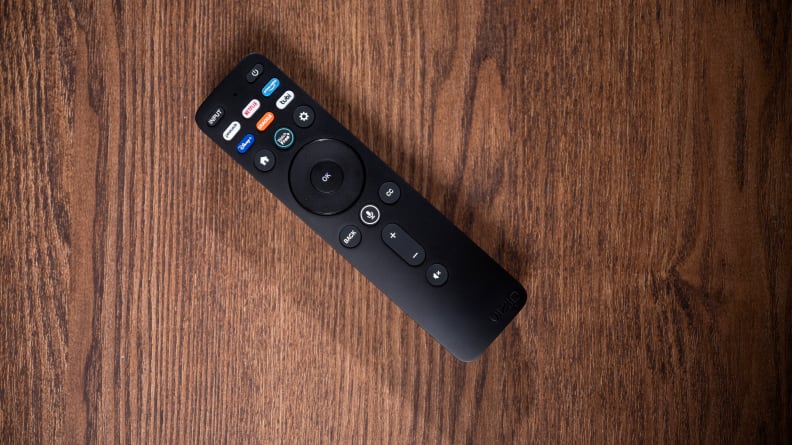 A close-up of the 2021 Vizio P-Series Quantum's remote control