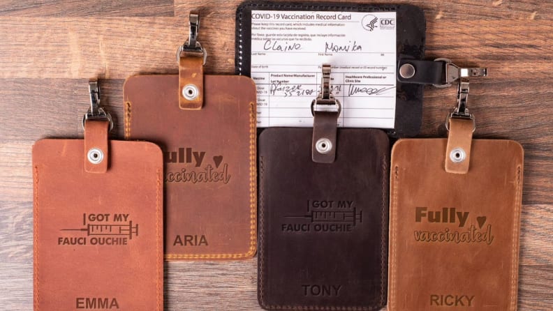 Assorted leather card holders.