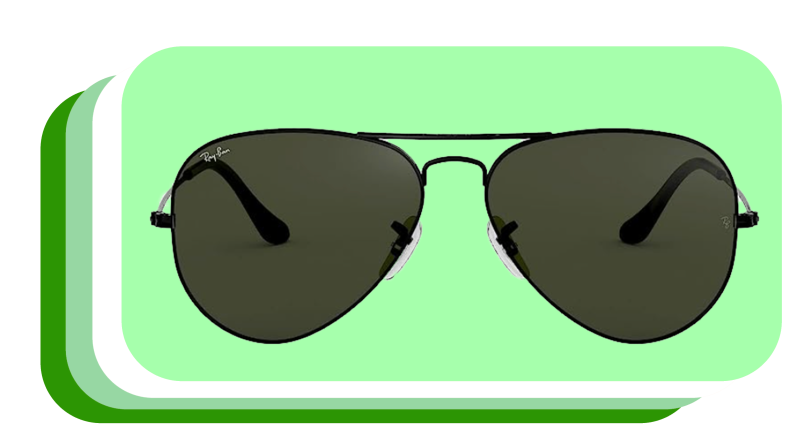 Single pair of aviator sunglasses with dark lenses.