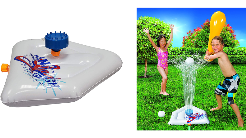 Sporty kids will love this T-ball sprinkler.