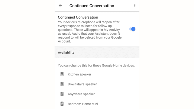Google Assistant Continued Conversations