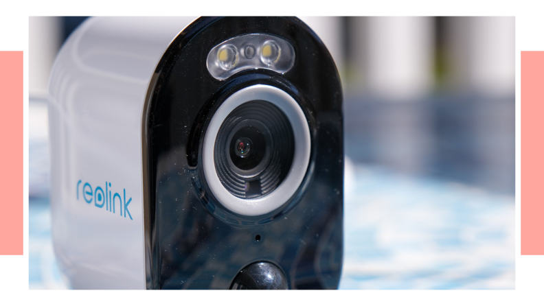 Close up of the Reolink outdoor security camera.