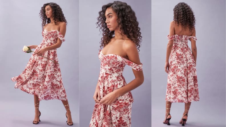 If you're having a springtime wedding, this delicate floral gown is the perfect fit.