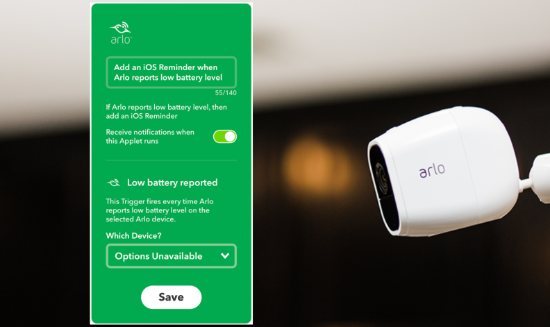 Arlo IFTTT Applet