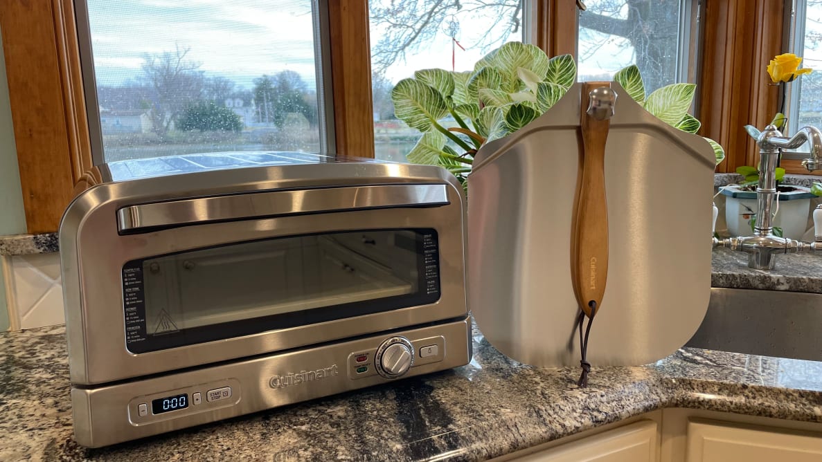 The Cuisinart Indoor Pizza Oven on a kitchen counter.