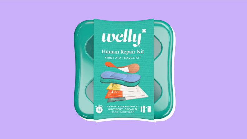 Welly Human Repair Kit on a purple background.