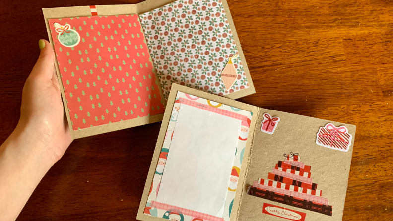 Inside of homemade Christmas cards